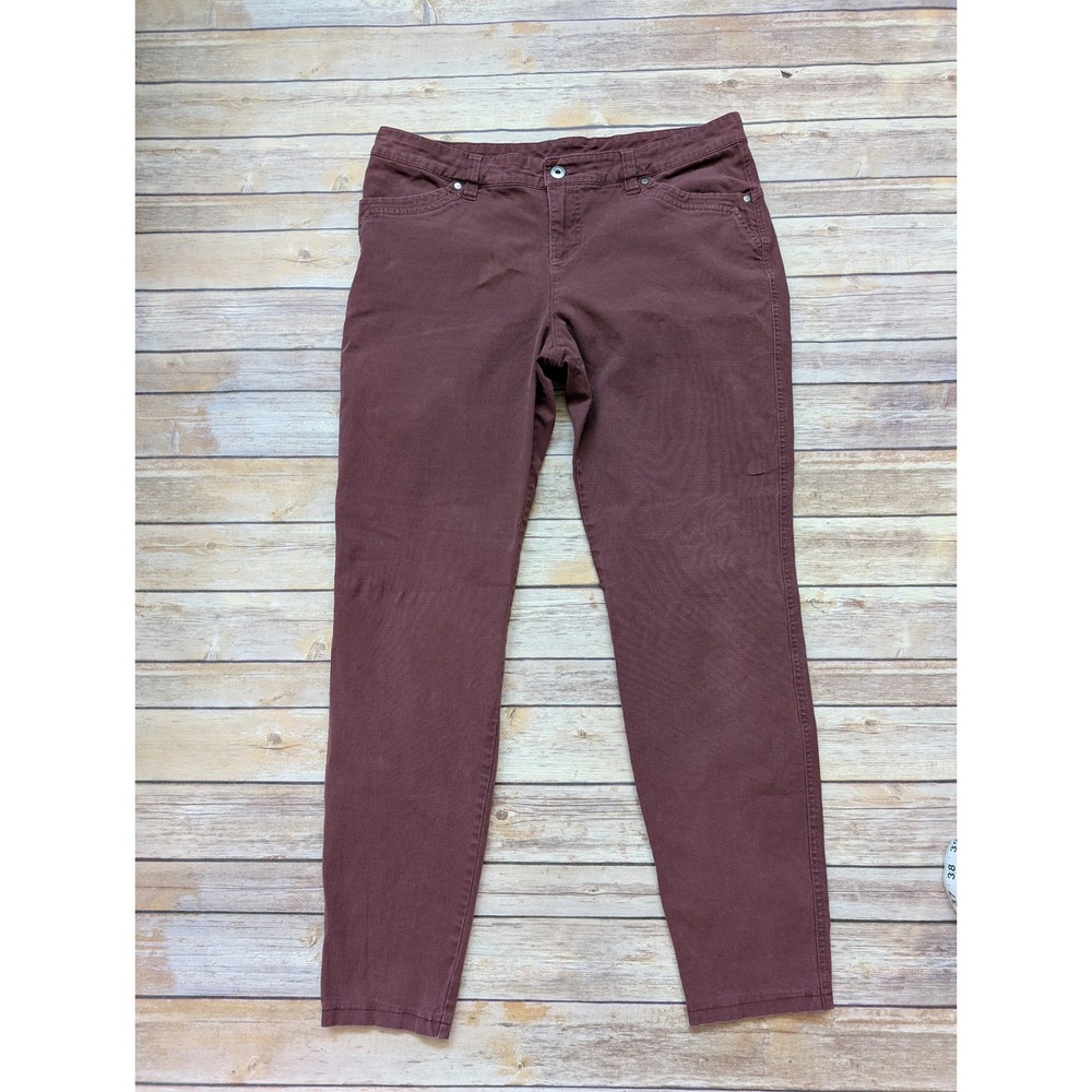 KUHL Brooke Pants Women 14 REG Cotton Spandex Burgundy Hiking Granola Girl